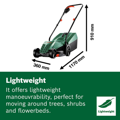 Corded Lawn Mower 32cm 1200W 31L Grass Box Extra Blade