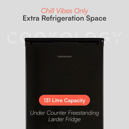 Freestanding Larder Fridge 130L Undercounter With Reversible Door Black