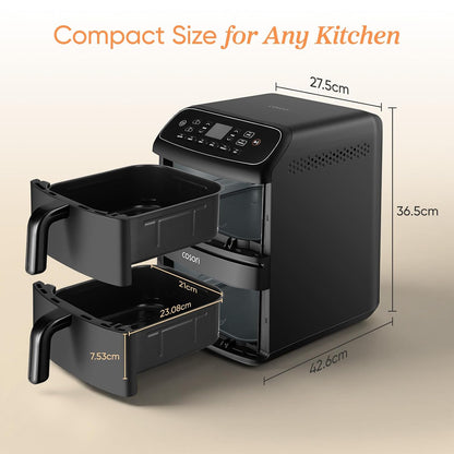 Freestanding Double Stack Airfryer 8.6L 2630W 6 Functions Black