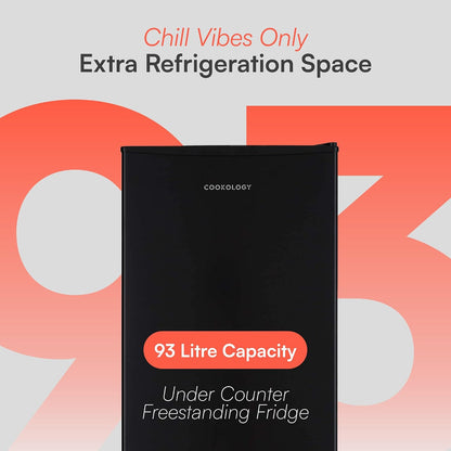Freestanding Under Counter Fridge 93L Reversible Door Black
