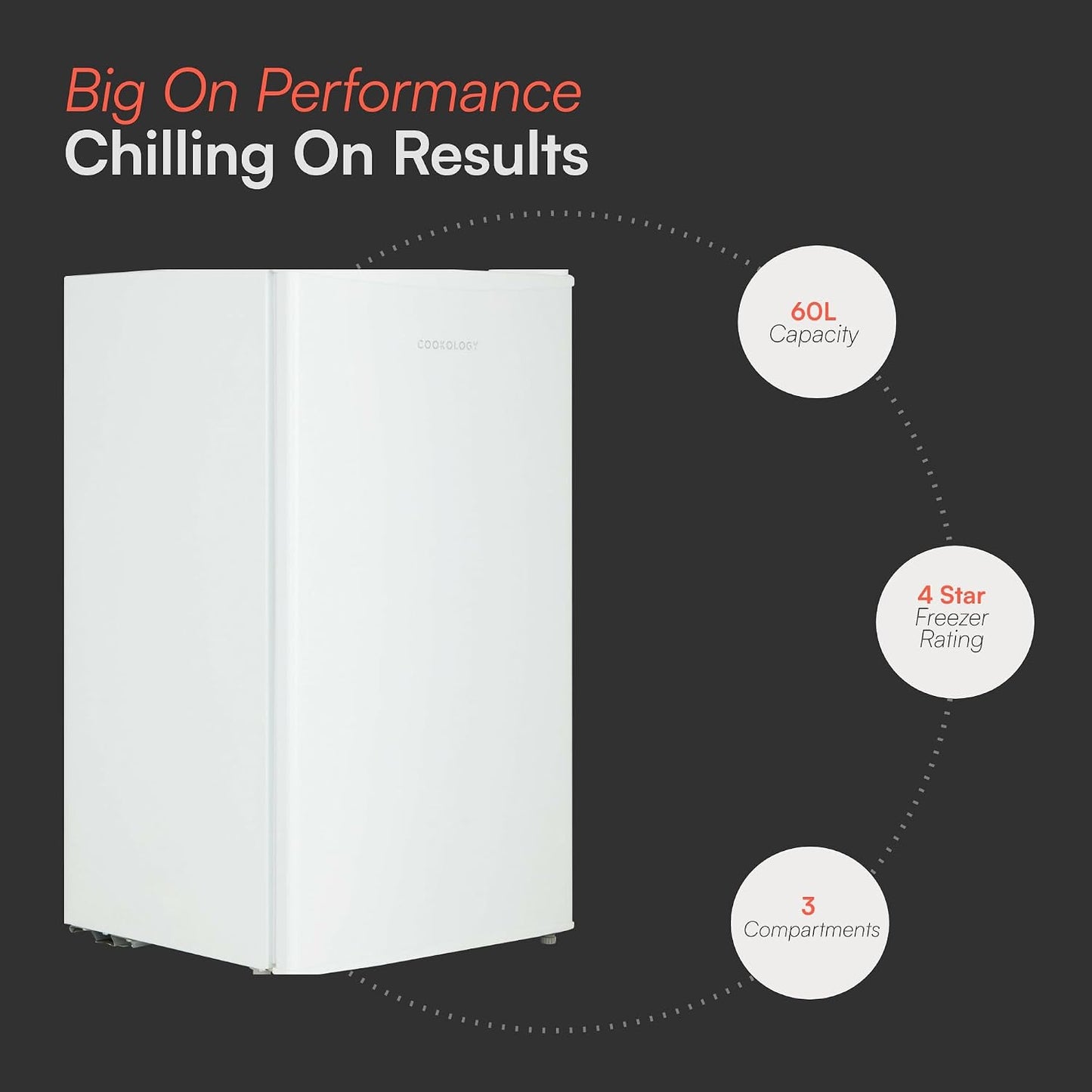 Freestanding Under Counter Freezer 60L White