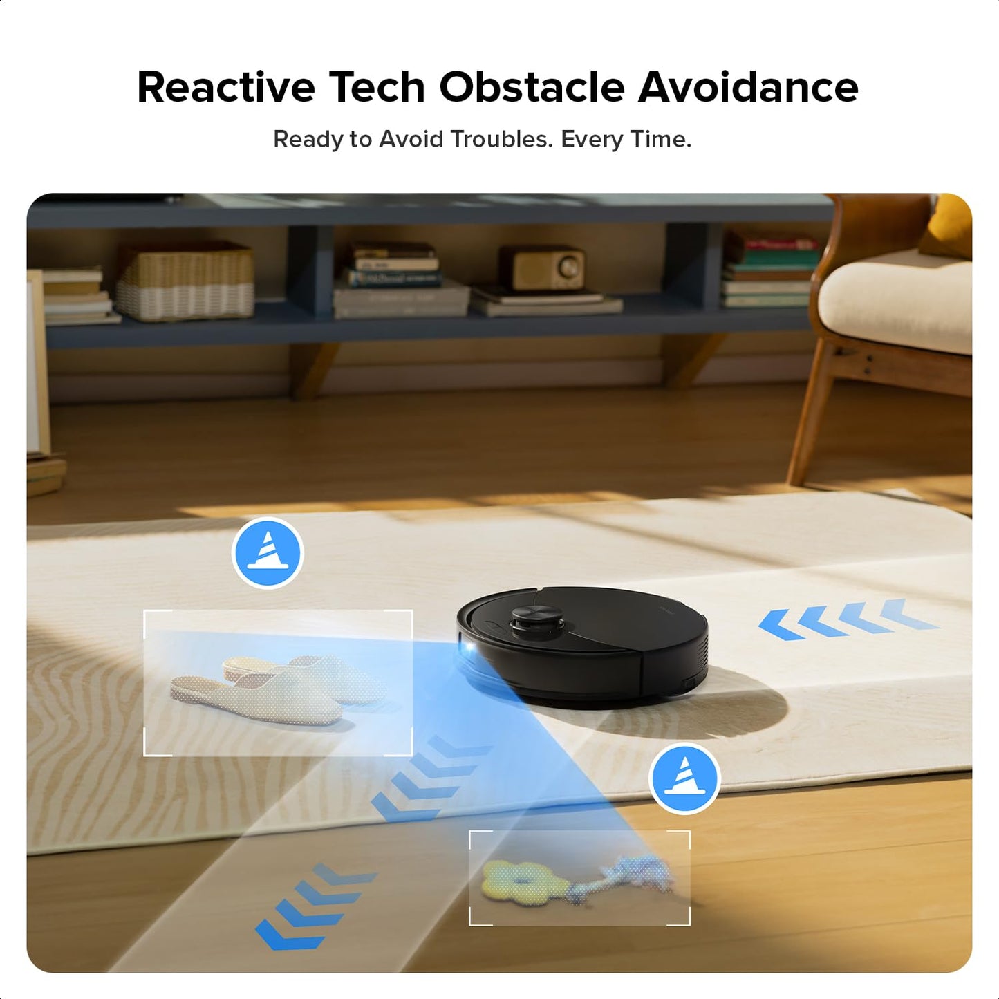 Robot Vacuum Cleaner with Mop 10,000 Pa Suction Dual Anti-Tangle Brushes Black