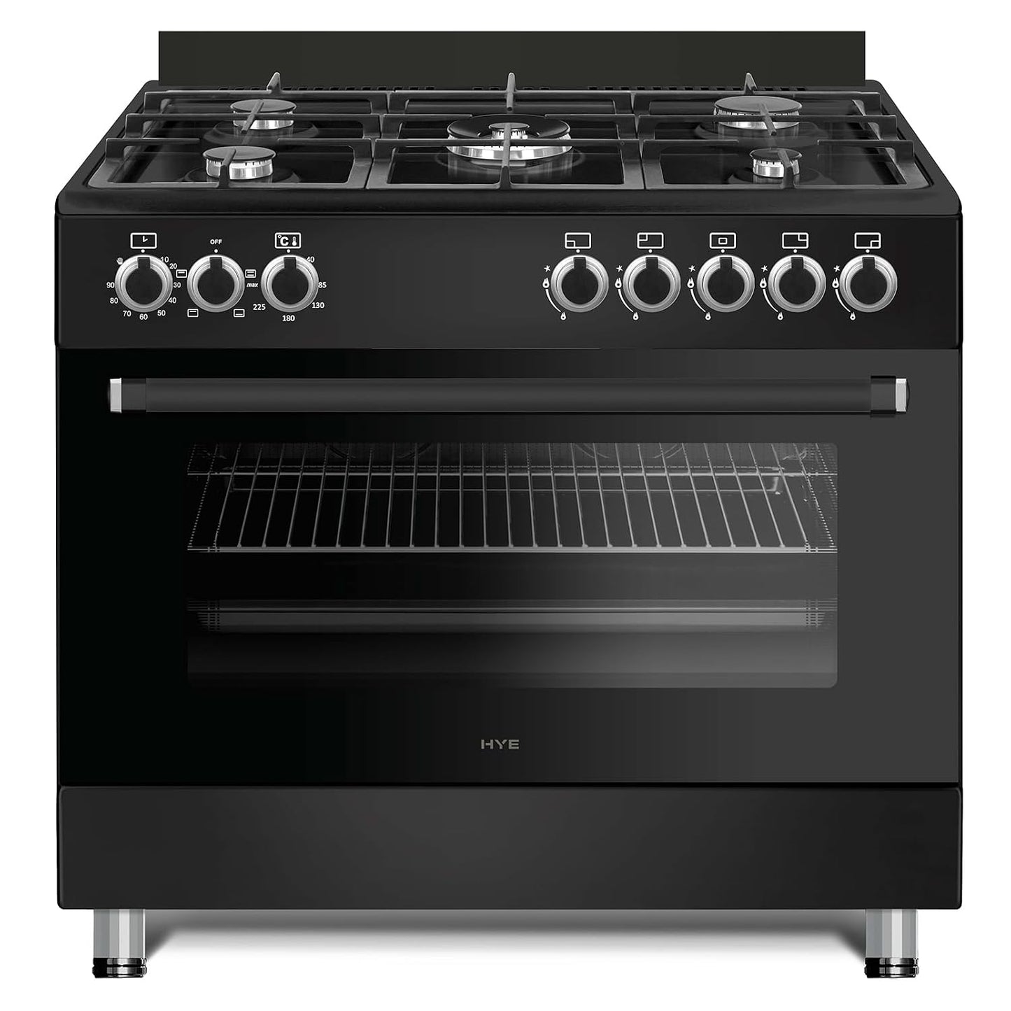 Electric Cooker 62L Oven 4 Hotplates Freestanding 60cm Matte Black