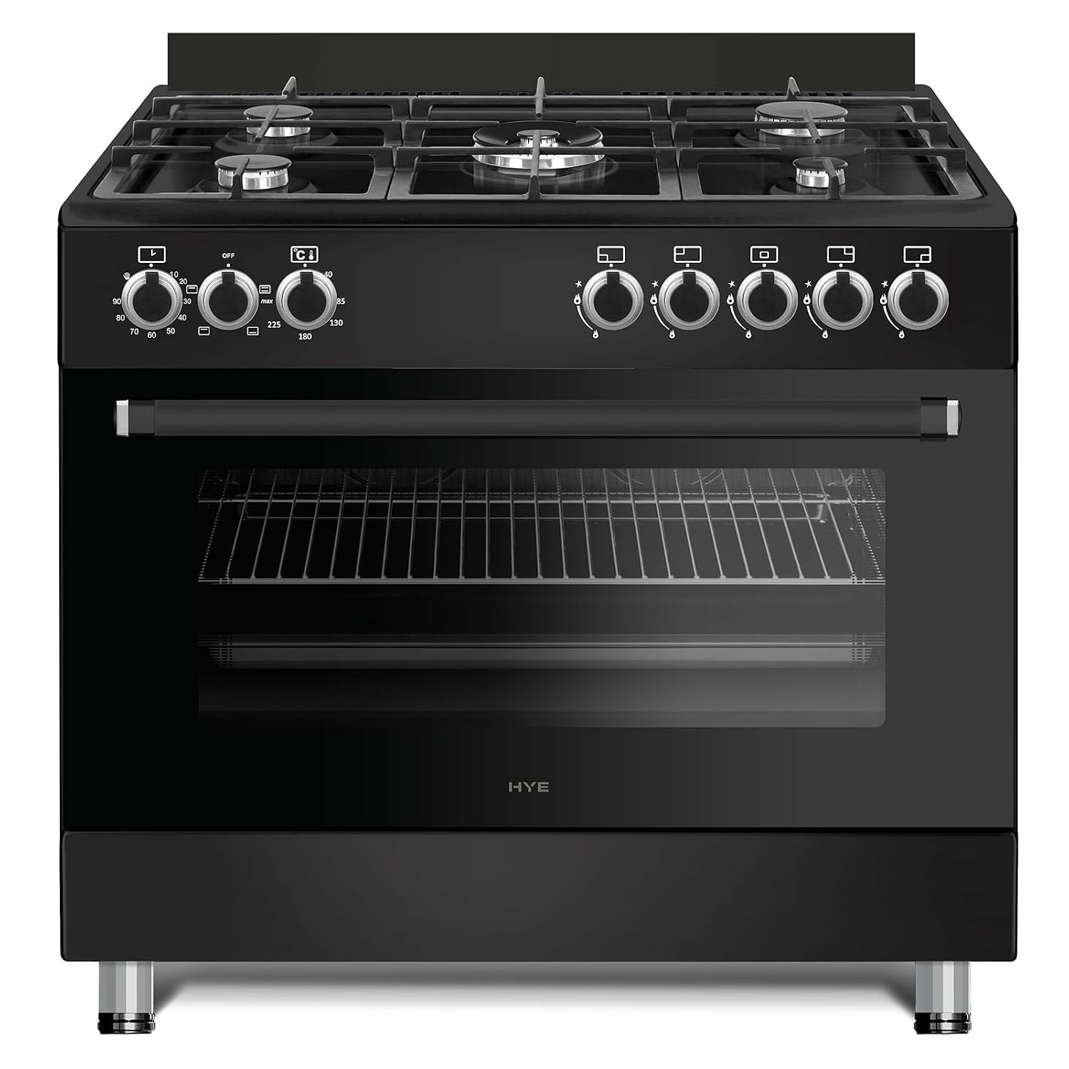Electric Cooker 62L Oven 4 Hotplates Freestanding 60cm Matte Black