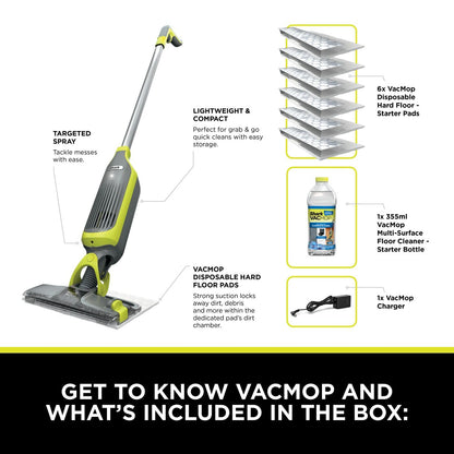 2-in-1 Cordless Hard Floor Vacuum Spray Mop Charcoal Grey