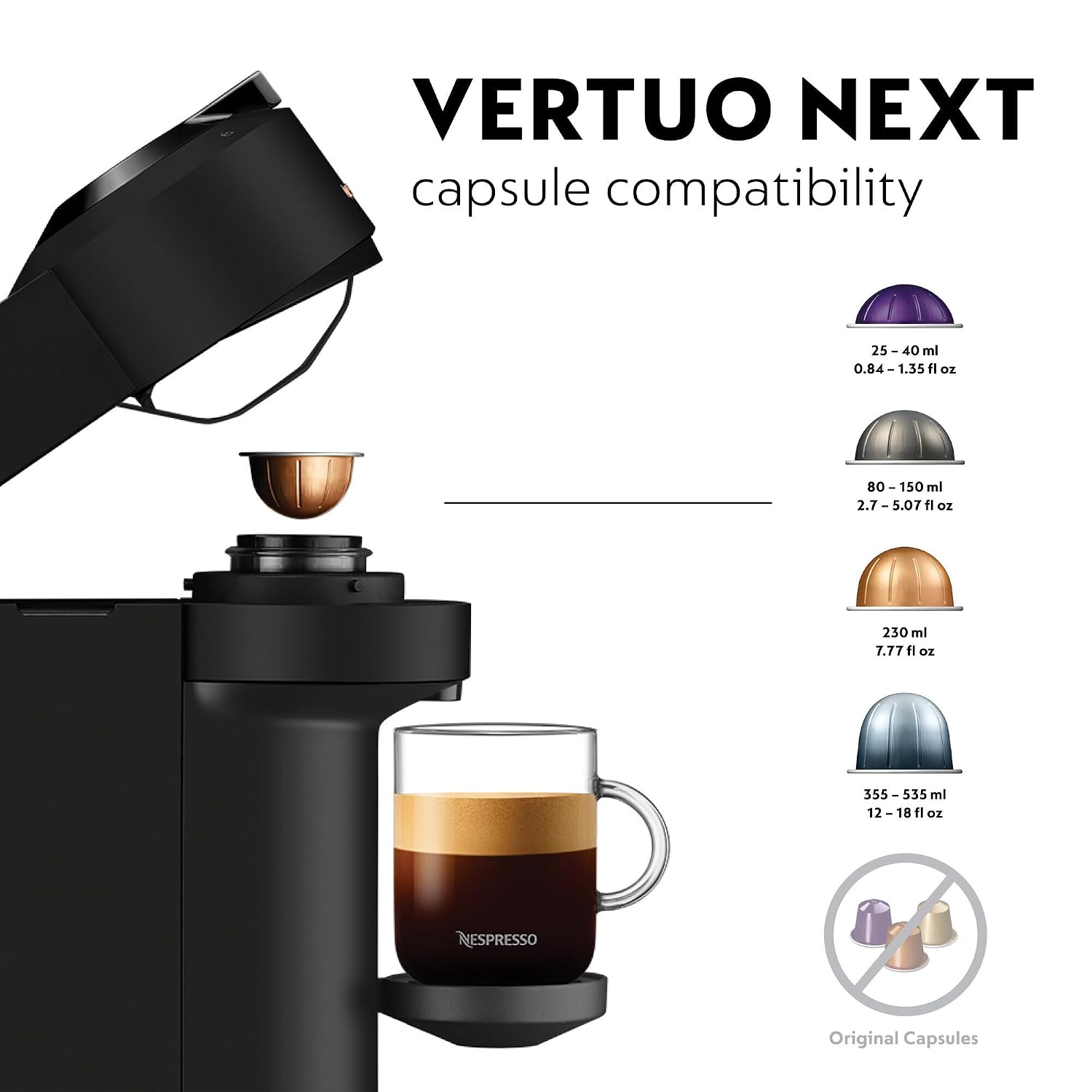 Capsule Coffee Machine 5 Cup Sizes Centrifusion Technology Matte Black