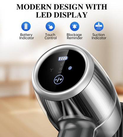 Stick Vacuum 350W 2500mAh 60 Min Runtime Anti-Tangle Grey