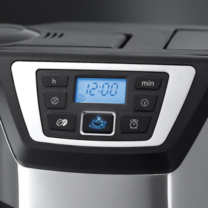 Bean To Cup Filter Coffee Machine 1025W 12 Cup Programmable Timer Stainless Steel