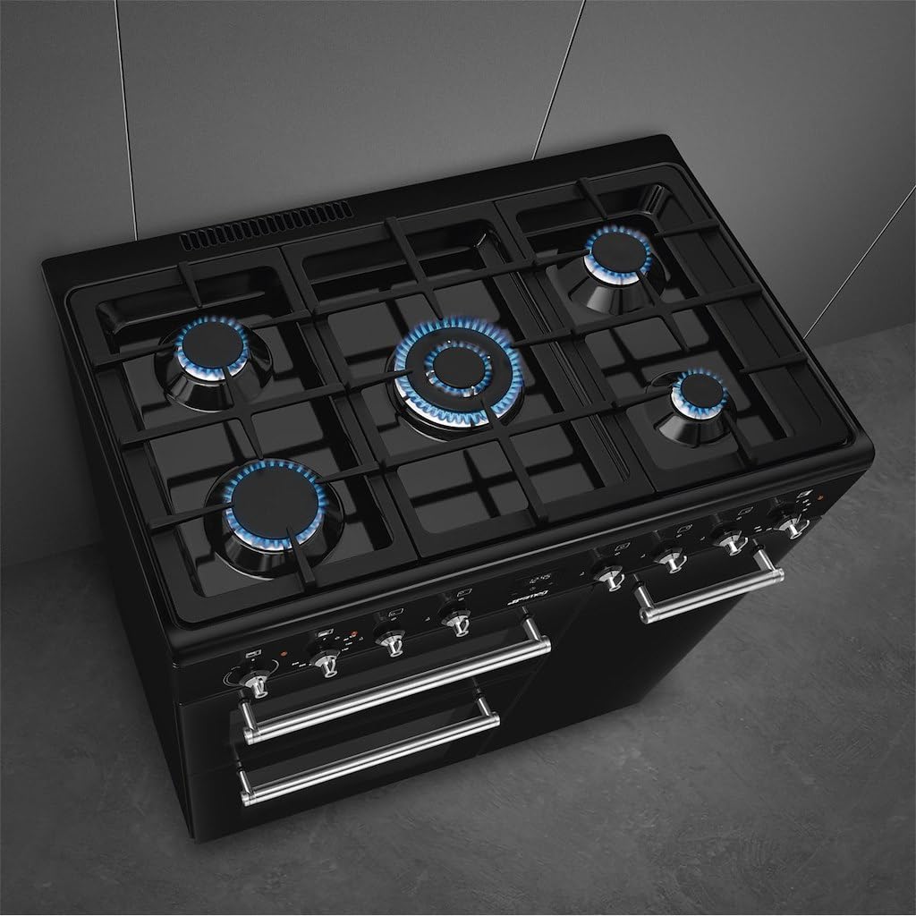 90cm Dual Fuel Range Cooker 61L Fan Convection Black