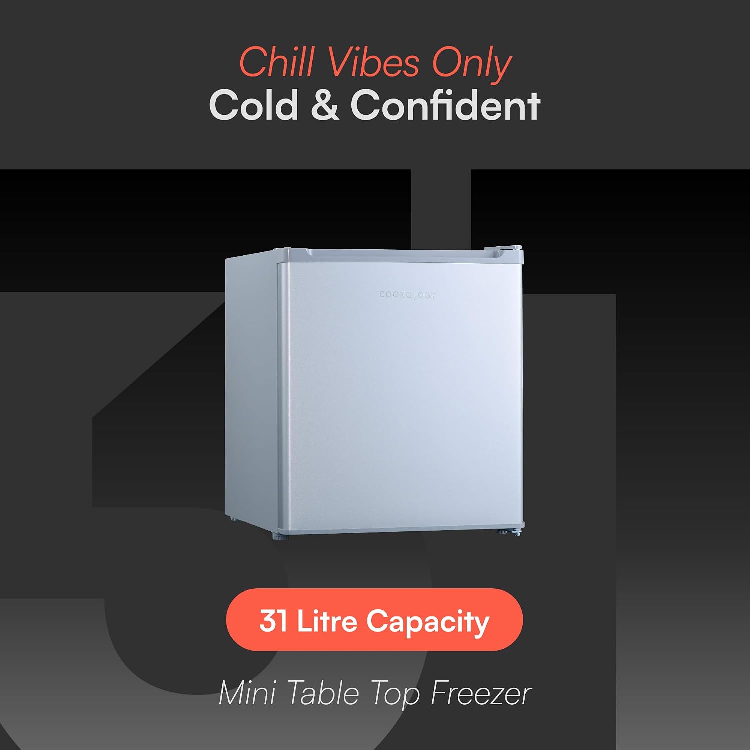 Freestanding Freezer 32L Reversible Door Silver