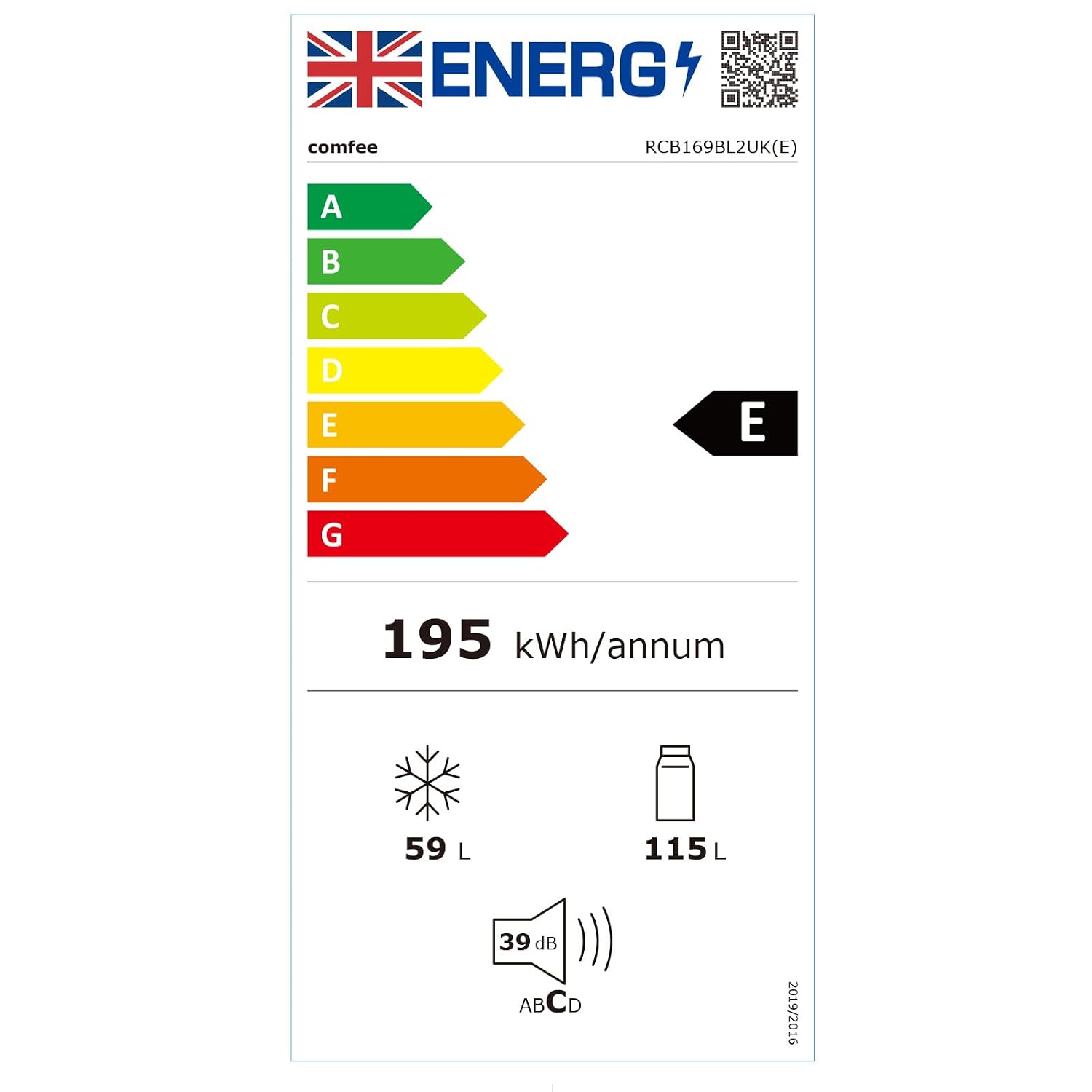 Freestanding Fridge Freezer 174L Low Frost Adjustable Thermostat LED Black