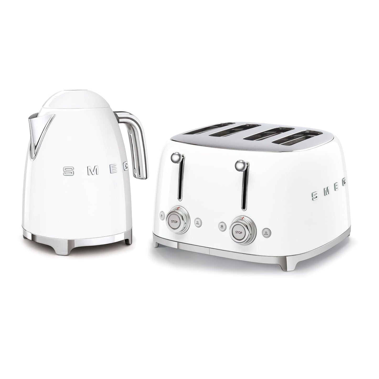 Retro Style Kettle And Toaster Set 1.7L 3000W 4-Slice 2000W White