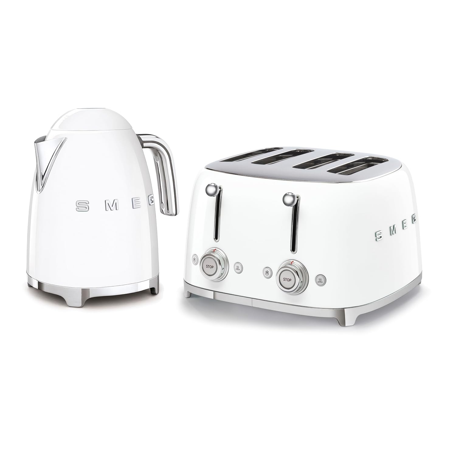 Retro Style Kettle And Toaster Set 1.7L 3000W 4-Slice 2000W White