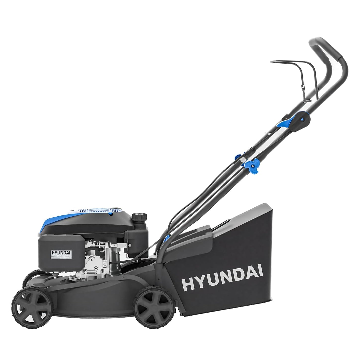 Petrol Lawn Mower 40cm 139cc 7 Cutting Heights 25-75mm 40L Grass Bag Black