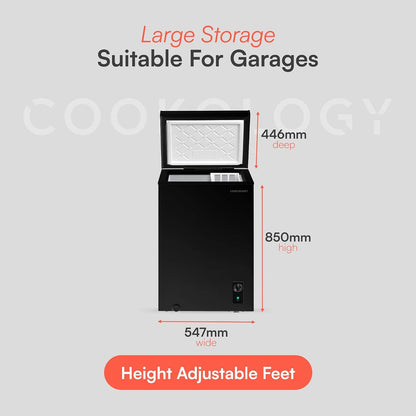 Freestanding Chest Freezer 99L Adjustable Thermostat Black