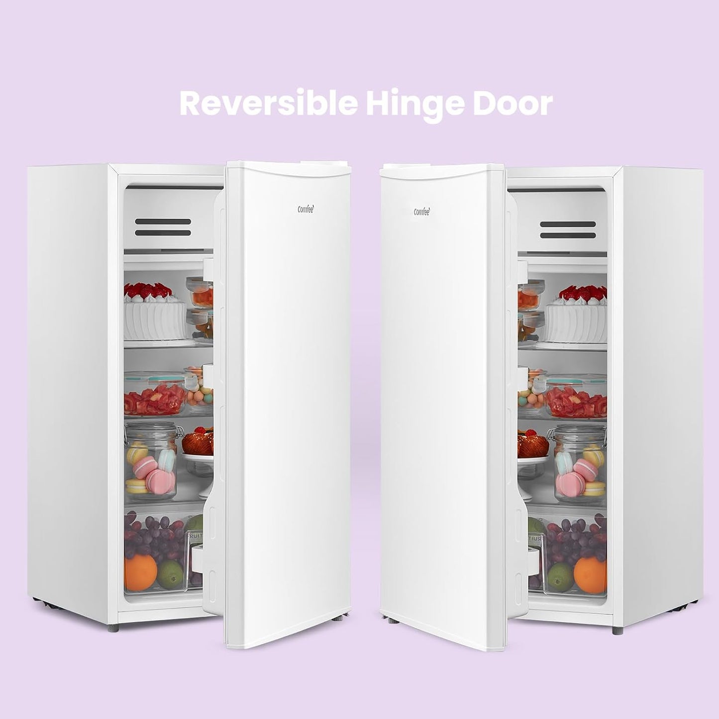 Under Counter Fridge 93L Cooler Box Interior Light Reversible Door White