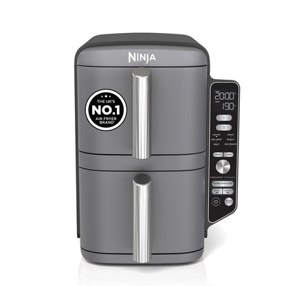Double Stack XL Air Fryer 9.5L 2470W Vertical Dual Drawer Grey