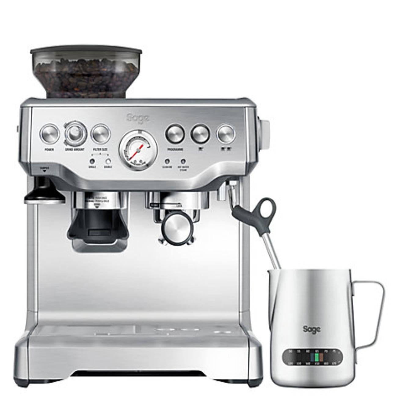 Bean To Cup Coffee Machine 16 Grind Settings 15 Bar Pump PID Temp Control Brushed Stainless Steel