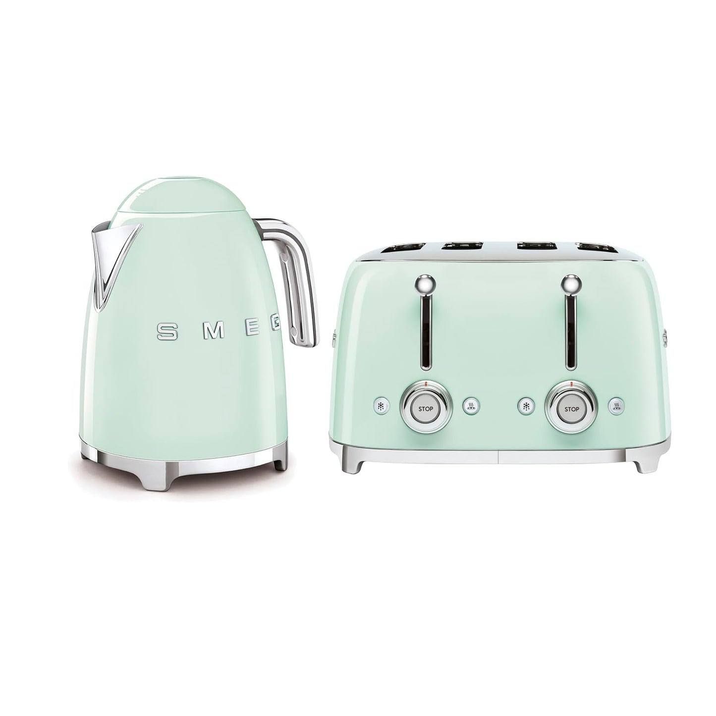 Retro Style Kettle And Toaster Set 1.7L 3000W 4-Slice 2000W White