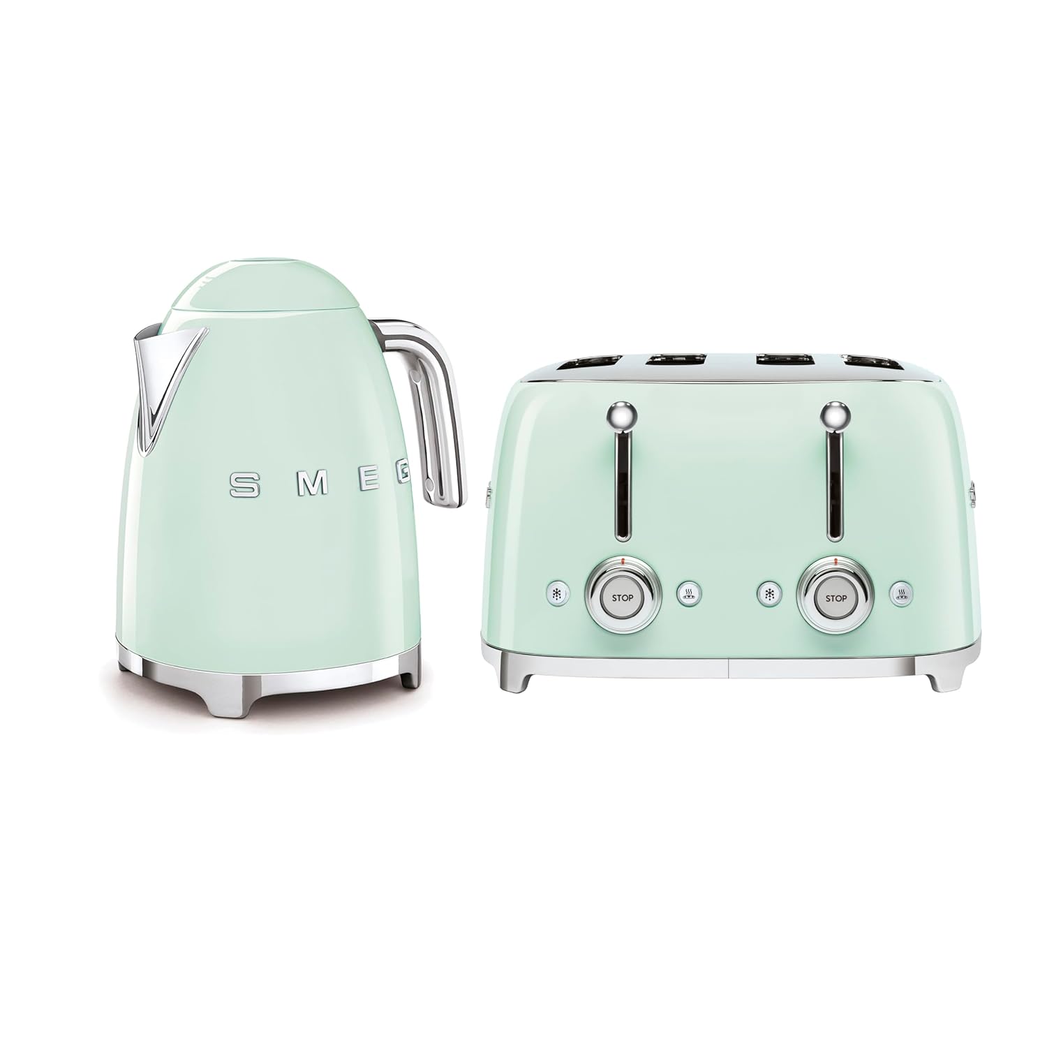 Retro Style Kettle And Toaster Set 1.7L 3000W 4-Slice 2000W White