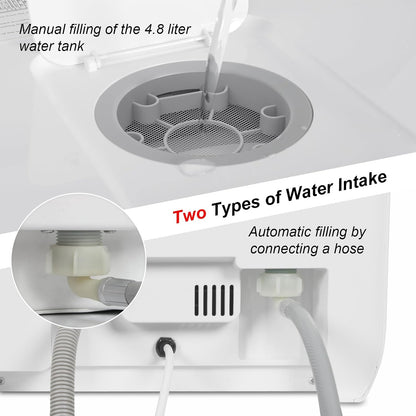 Portable Countertop Dishwasher 7 Programmes 4.8L Tank 3 Place Settings Black