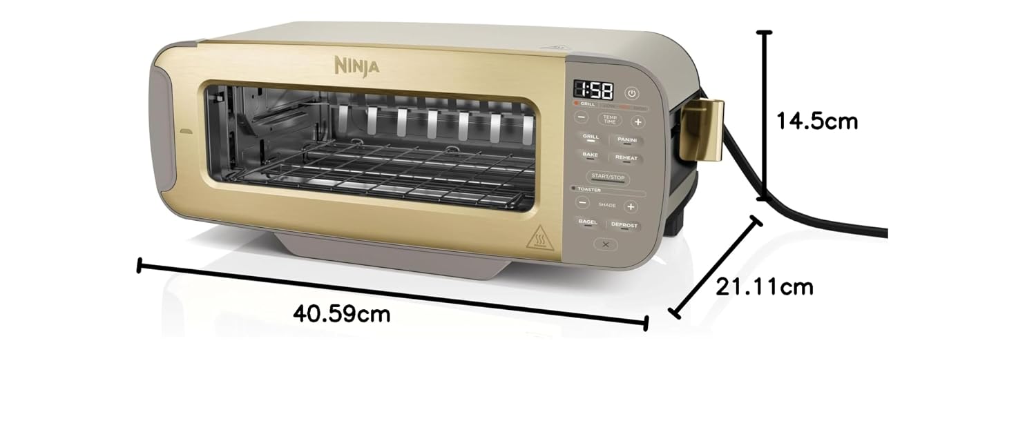 3-in-1 Toaster Grill And Panini Press 7 Functions Flip Design Stone Gold
