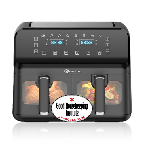 Dual Air Fryer 9L 2500W 8 Presets Digital Display Black