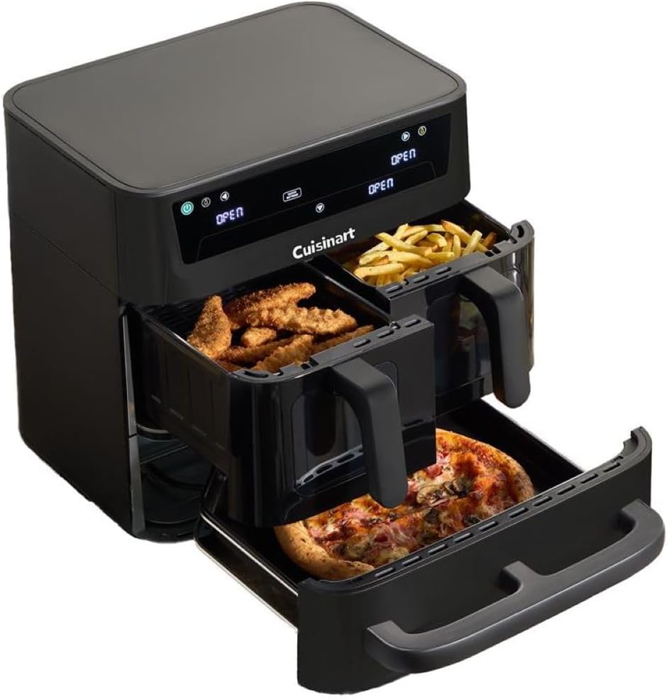 Tri Zone 13.6L Air Fryer Oven 3 Independent Cooking Zones PFAS-Free Black