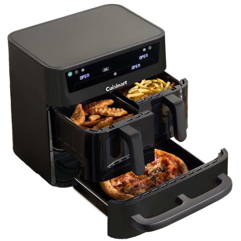 Tri Zone 13.6L Air Fryer Oven 3 Independent Cooking Zones PFAS-Free Black