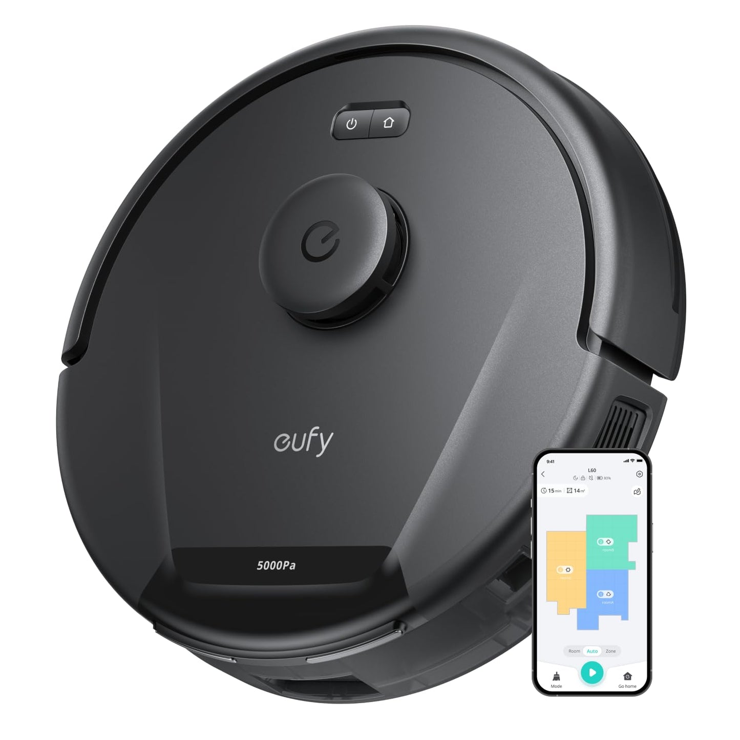 Robot Vacuum Cleaner With Mop 7000Pa Suction Ultra-Slim Black