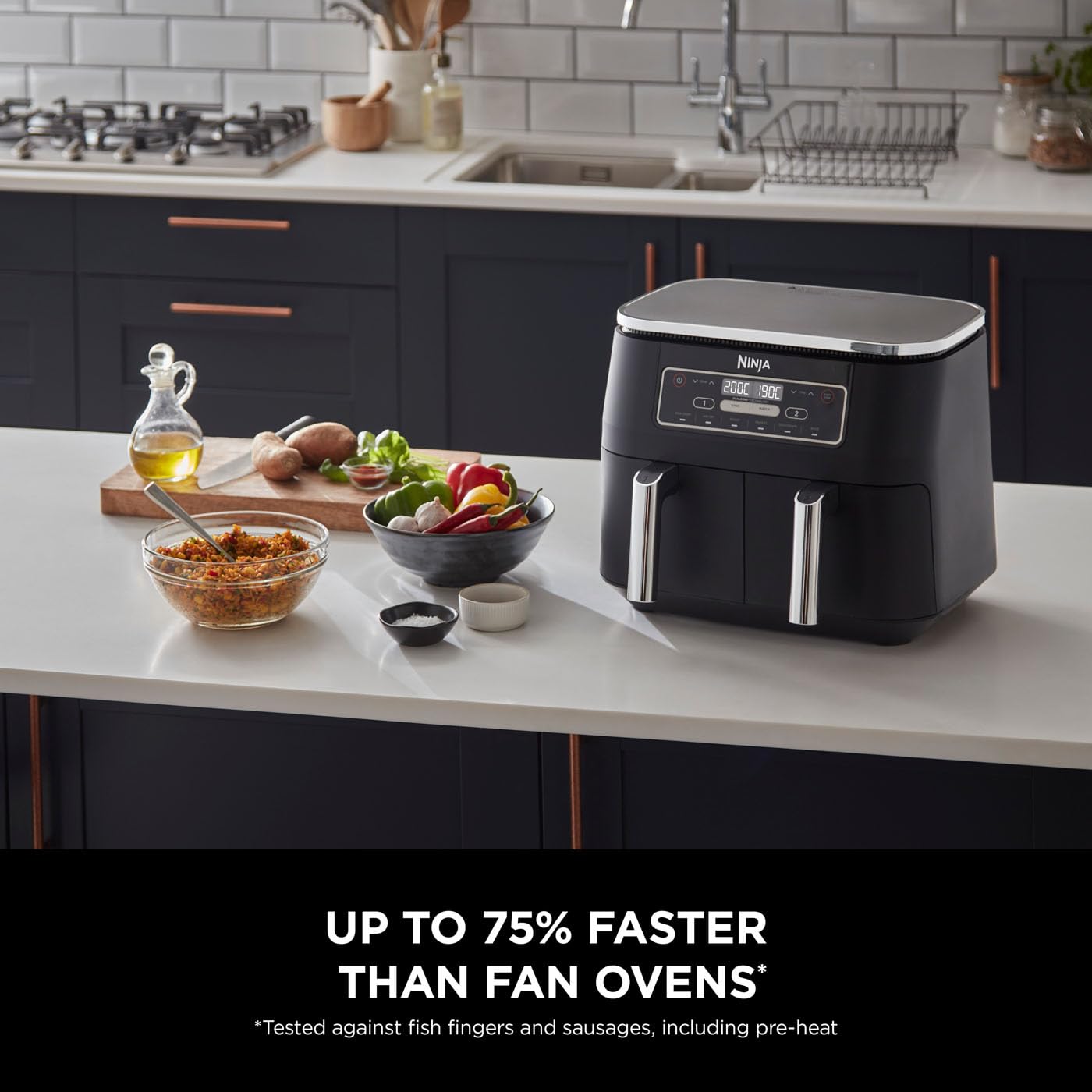 Dual Zone Digital Air Fryer 7.6L 6-in-1 Black