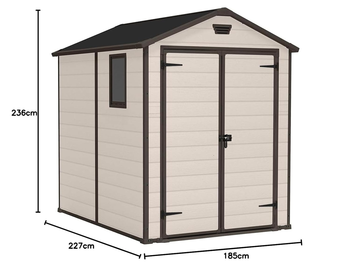 Outdoor Garden Storage Shed 6x8ft Double Doors Beige Brown