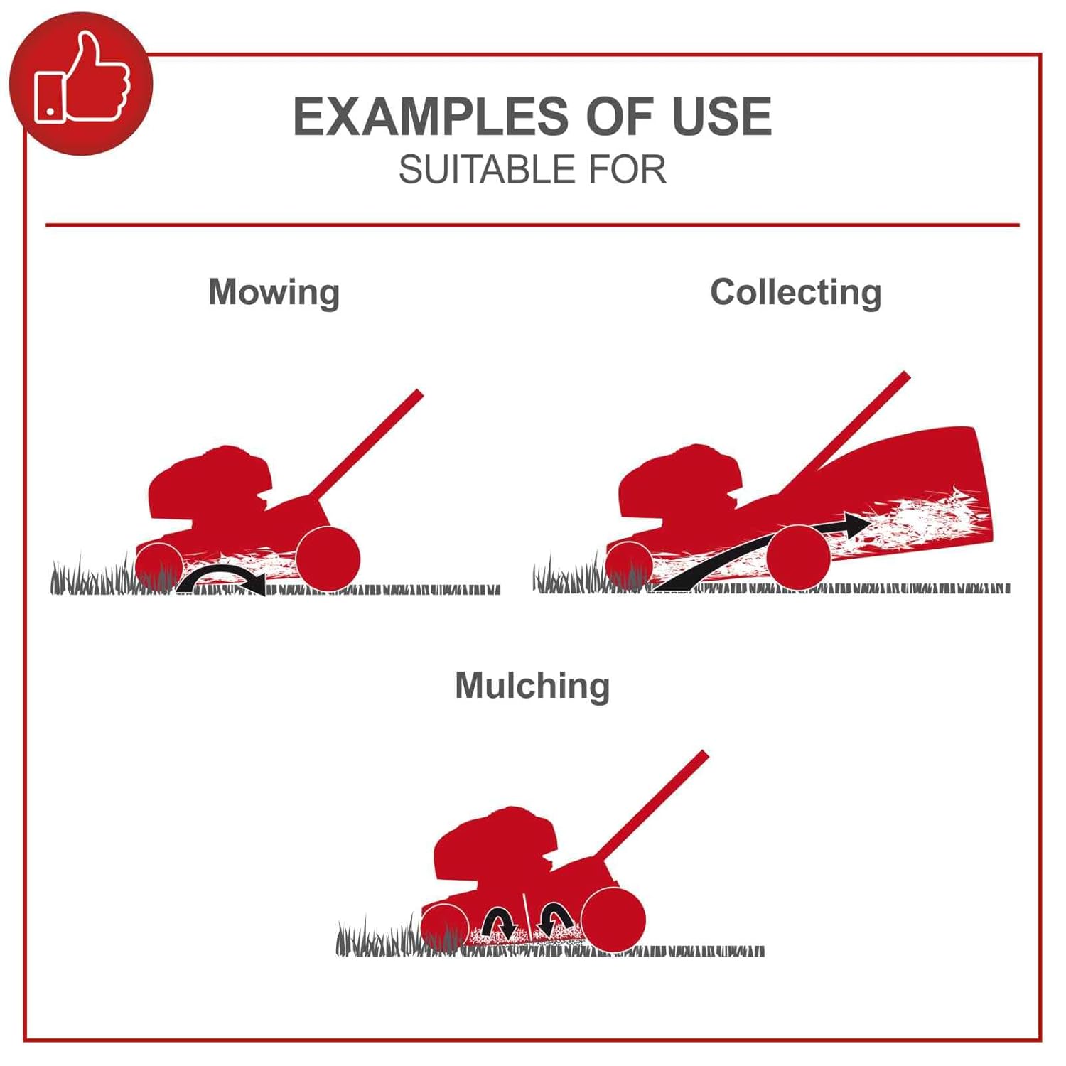 Self-Propelled Petrol Lawn Mower 42cm 131cc 45L Grass Box Red Black