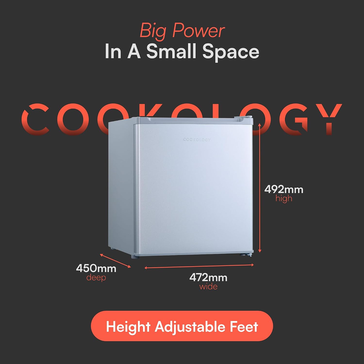 Freestanding Freezer 32L Reversible Door Silver