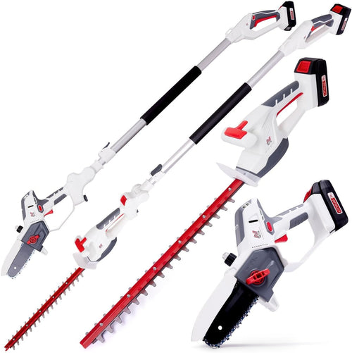 Cordless Hedge Trimmer & Chainsaw 4-In-1 20V Battery Powered Pole Saw White