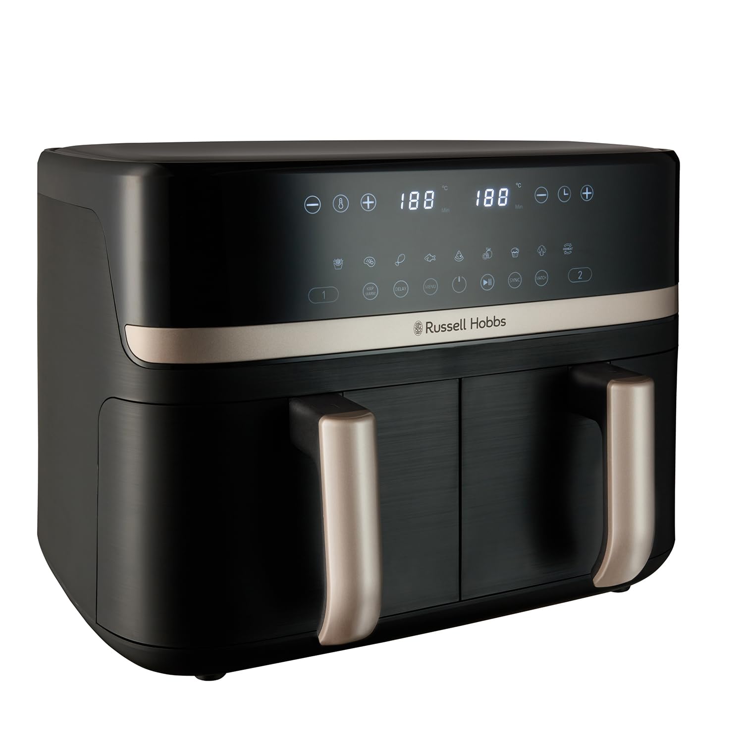 Dual Air Fryer 9L 2800W Dual Basket Touch Control Black