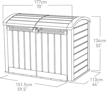 2000L Resin Outdoor Storage Shed — Extra Large Garden Storage Box