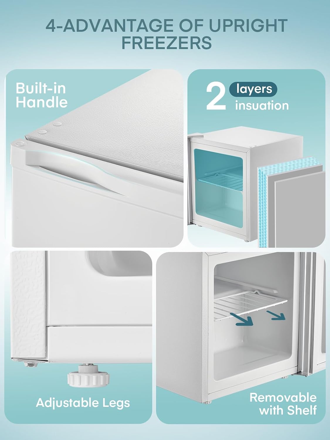 Table Top Mini Freezer 32L White Freestanding