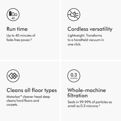 Cordless Stick Vacuum Cleaner 130 AW 40 Min Runtime Silver/Nickel