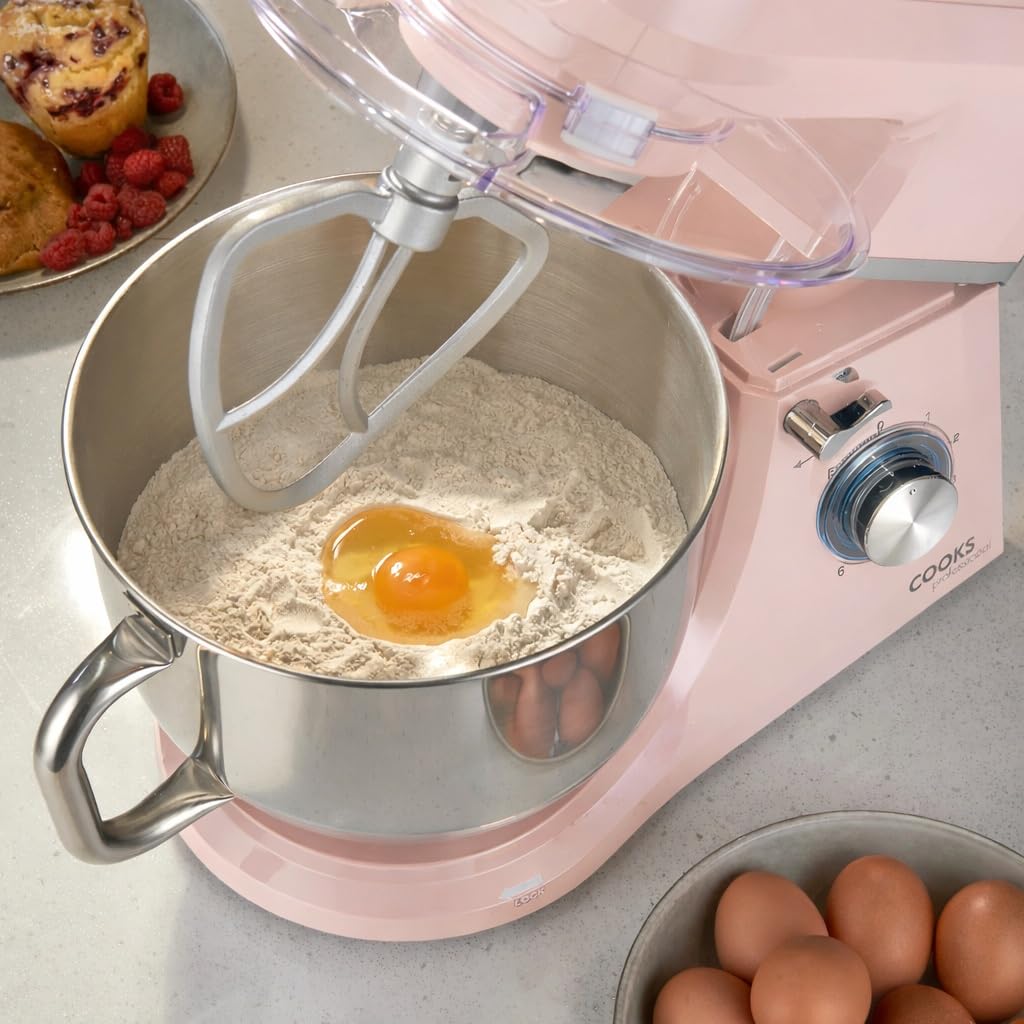 Stand Mixer 1200W 7L Stainless Steel Bowl 6 Speeds Pulse Pink