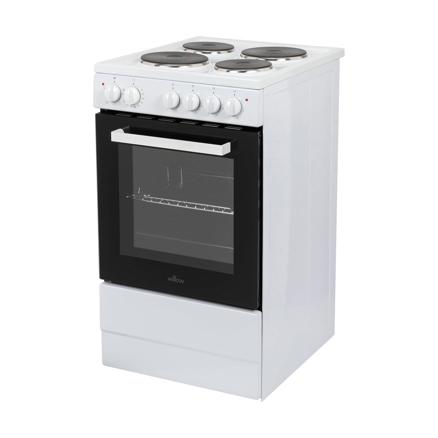 Freestanding Electric Cooker 62L 4 Solid Plate Hobs White