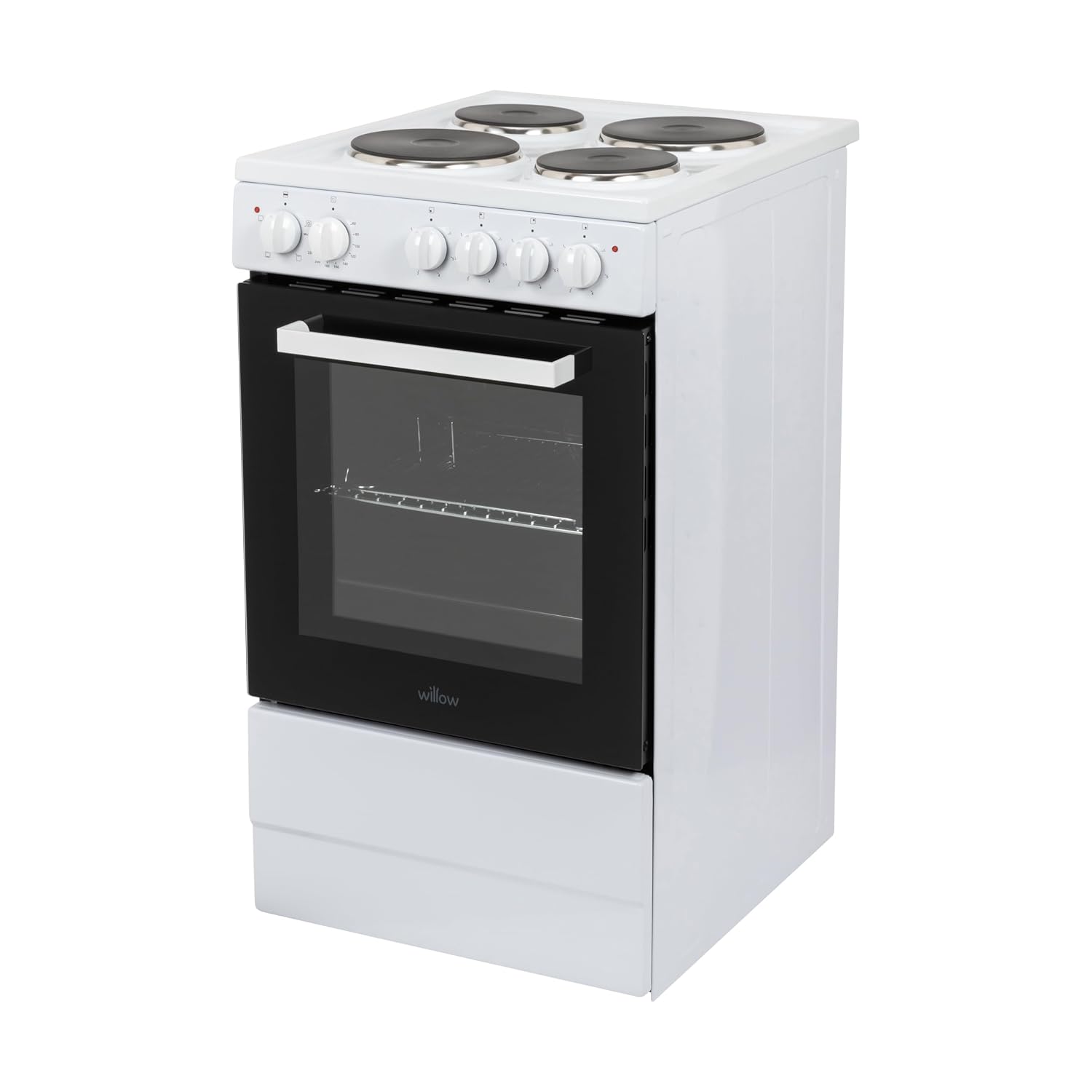 Freestanding Electric Cooker 62L 4 Solid Plate Hobs White