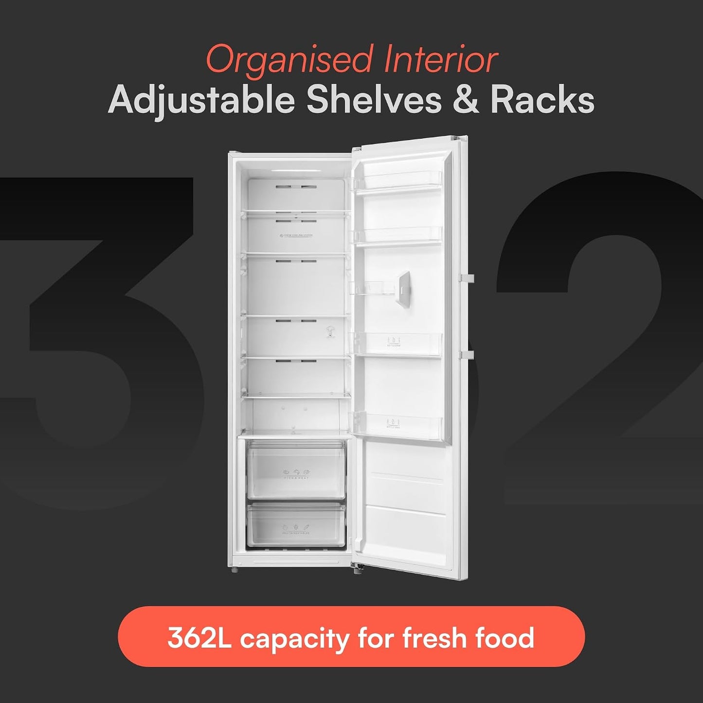 Freestanding Larder Fridge 362L Frost Free White