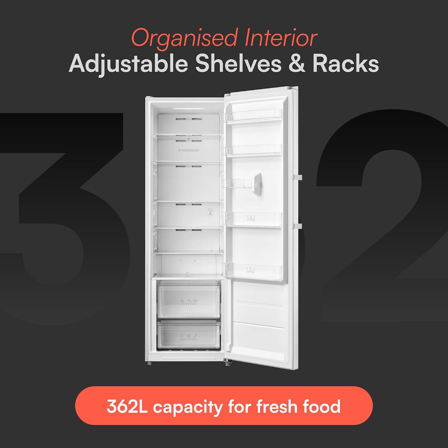 Freestanding Larder Fridge 362L Frost Free White