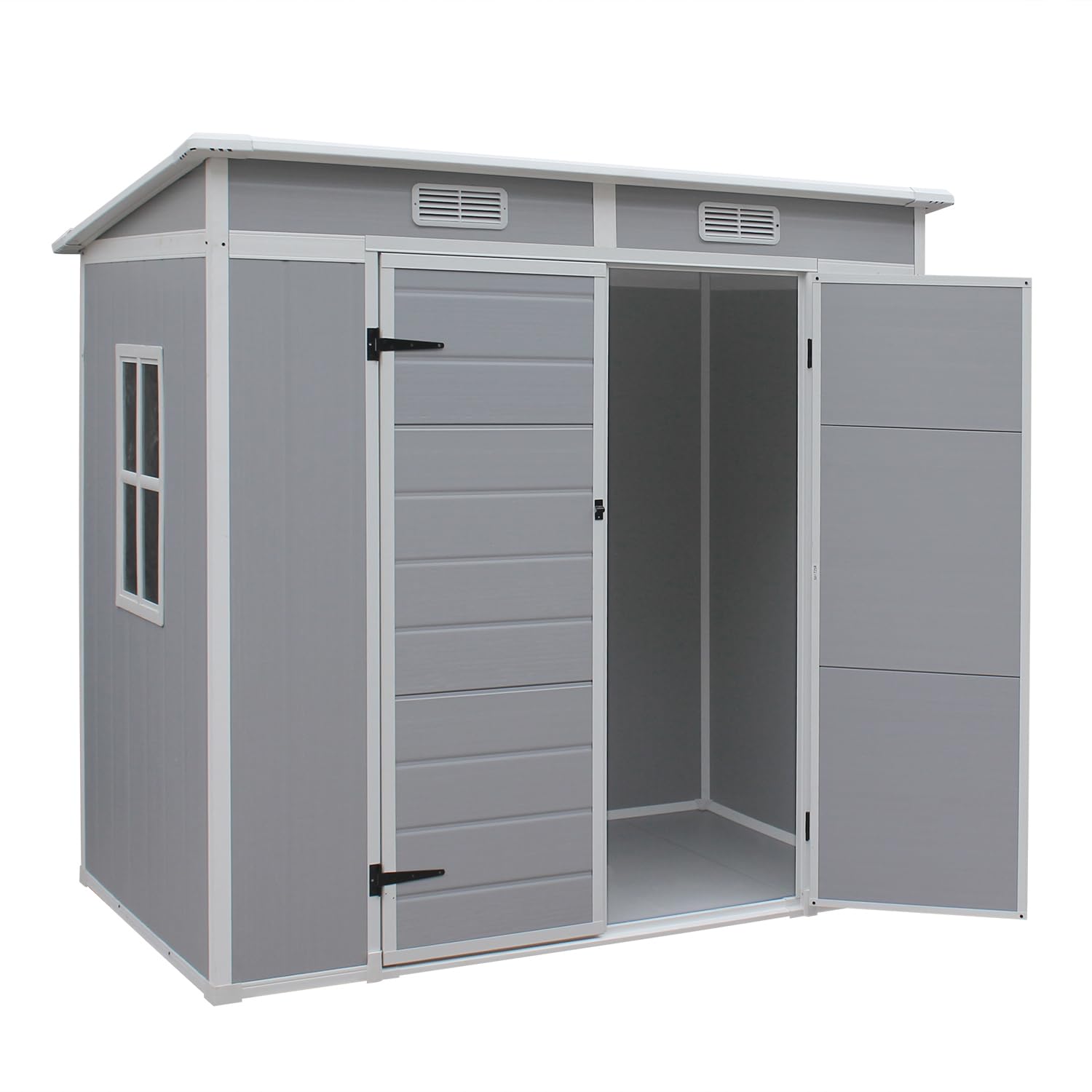 Outdoor Garden Storage Shed 6 X 4 Ft Grey Plastic Aluminium Frame