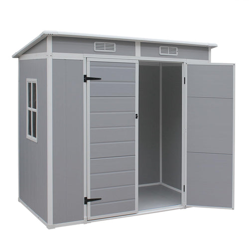 Outdoor Garden Storage Shed 6 X 4 Ft Grey Plastic Aluminium Frame