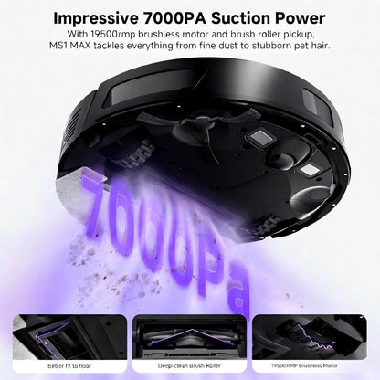 Robot Vacuum with Mop 7000Pa Suction Lidar Navigation Self-Empty Station Black
