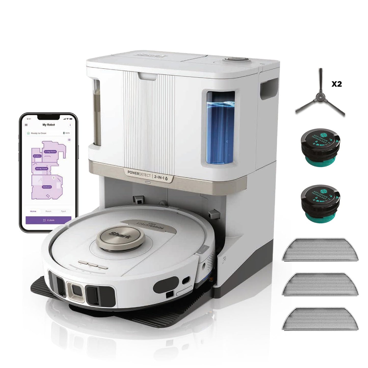 Robot Vacuum And Mop With Self-Emptying Base 60-Day LiDAR Navigation White