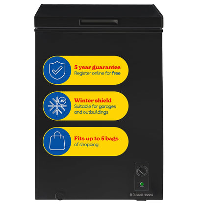 Chest Freezer 99L Freestanding With Adjustable Temperature Black