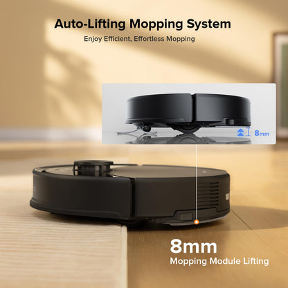Robot Vacuum Cleaner with Mop 10,000 Pa Suction Dual Anti-Tangle Brushes Black